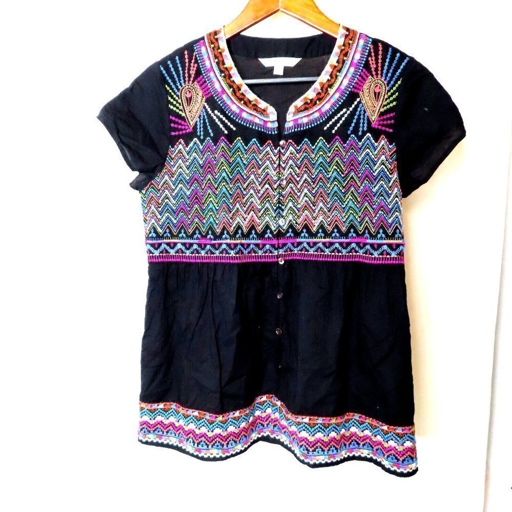 Orvis‎ Womens Embroidered Cute Shirt Top Sz XS